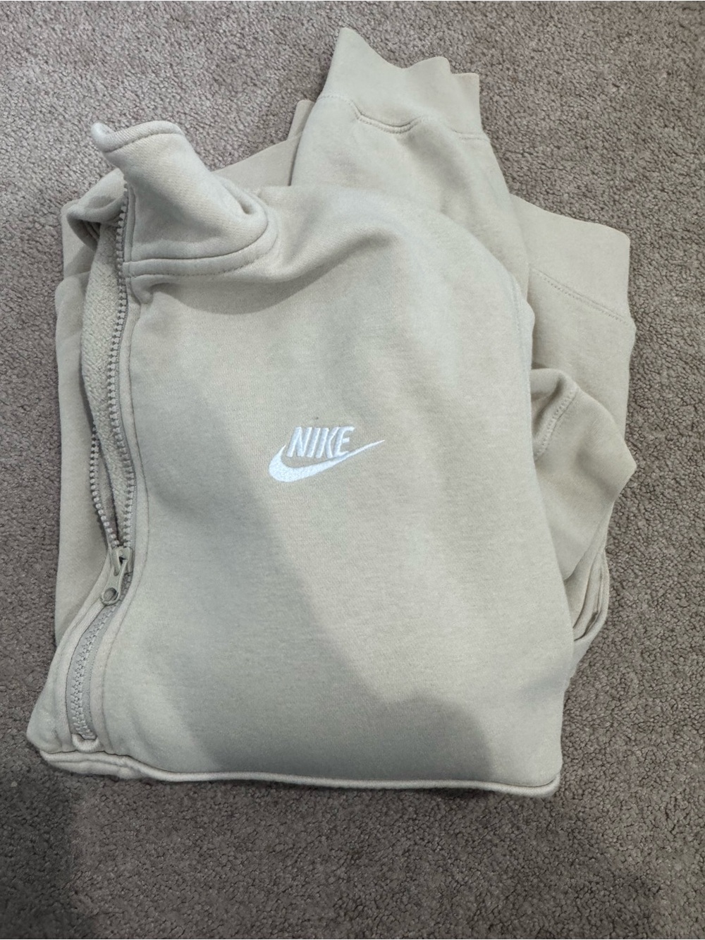 Nike Hoodie in Light Beige with White Logo